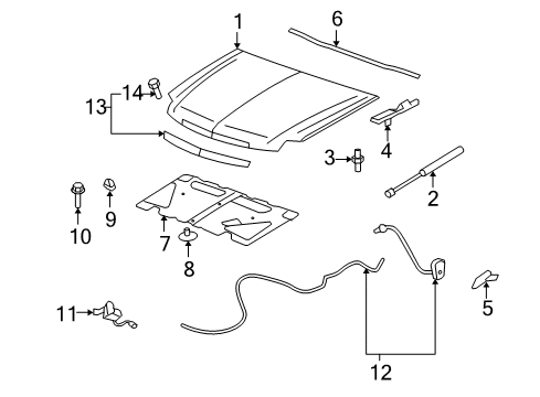 2013 GMC Yukon Hood & Components, Exterior Trim, Body Diagram 1 - Thumbnail