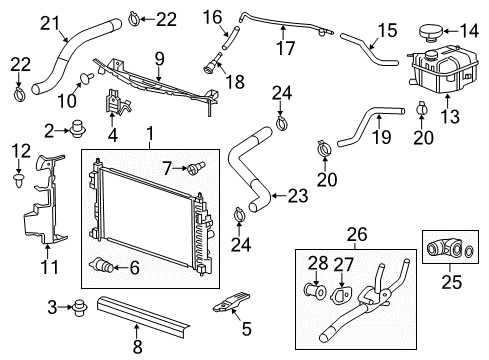 2016 Chevy Impala Hose, Engine Coolant Air Bleed Diagram for 92264985