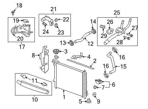 2009 GMC Acadia Radiator & Components Diagram