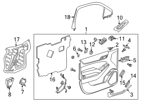 2020 Chevy Tahoe Switch Assembly, Front Side Door Window *Black Carbon Diagram for 23488406