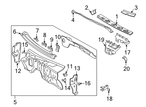 2002 GMC Sonoma Cab Cowl Diagram 1 - Thumbnail