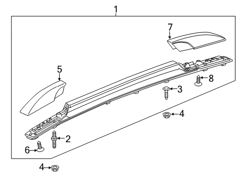 2015 Chevy Trax Cover, Luggage Carrier Side Rail Rear Support Diagram for 95072632