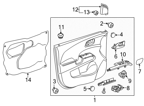 2018 Chevy Sonic Interior Trim - Front Door Diagram