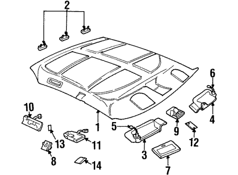 1997 Buick LeSabre Panel Assembly, Headlining Trim Finish *Medium *Gray Diagram for 12535816