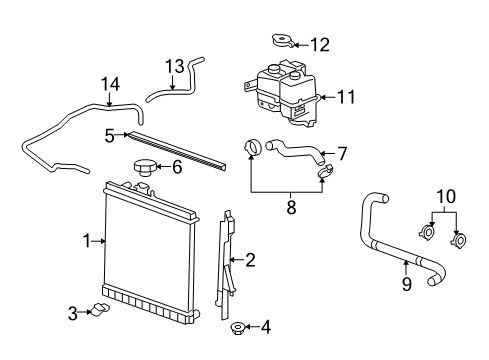 2009 Hummer H3T Radiator & Components Diagram 2 - Thumbnail