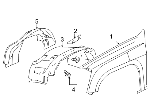 2010 Chevy Colorado Liner, Front Wheelhouse Diagram for 20940398