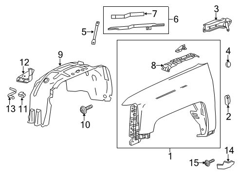 2016 Chevy Silverado 3500 HD Fender & Components, Exterior Trim, Trim Diagram