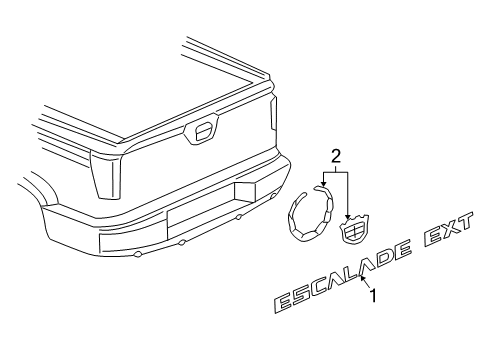 2010 Cadillac Escalade EXT Exterior Trim - Tail Gate Diagram