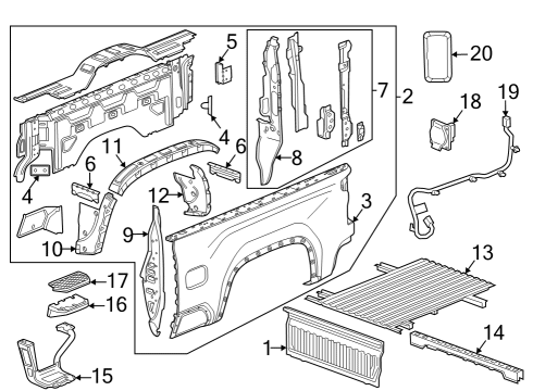 2022 GMC Sierra 2500 HD Pick Up Box Components Diagram 2 - Thumbnail