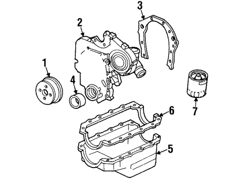 1996 Buick Skylark Engine Parts, Mounts, Cylinder Head & Valves, Camshaft & Timing, Intake Camshaft, Exhaust Camshaft, Oil Pan, Oil Pump, Balance Shafts, Crankshaft & Bearings, Pistons, Rings & Bearings Diagram