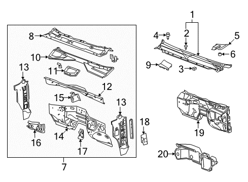 2009 Cadillac Escalade EXT Panel Assembly, Air Inlet Grille *Black Diagram for 25820731