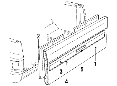 1990 GMC Jimmy Molding, End Gate Lower Diagram for 15568977