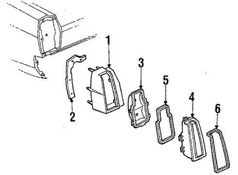 1984 Oldsmobile 98 Bezel Asm,Tail Lamp & Side Marker Lamp Diagram for 5934191