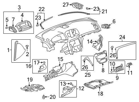 2016 Buick Regal Panel Assembly, Instrument Panel Lower Extension Side Trim *Neutral Diagram for 23438256