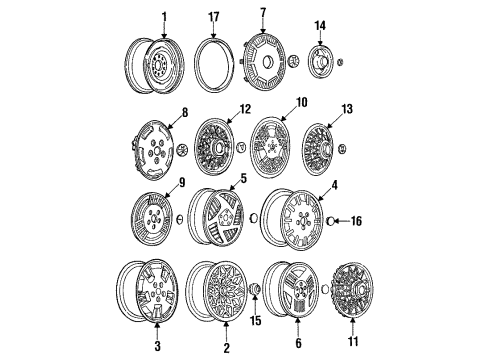 1985 Pontiac 6000 Hub Cap ASSEMBLY Diagram for 10030272