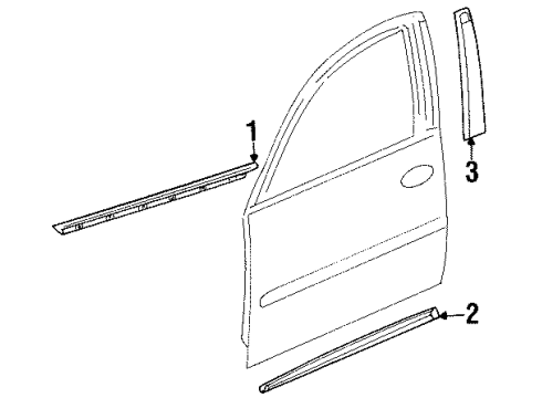 2003 Oldsmobile Aurora Sealing Strip Assembly, Front Side Door Window Outer Diagram for 25732989