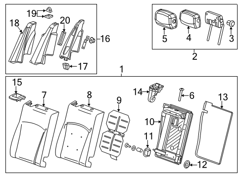 2013 Cadillac XTS Cover Assembly, Rear Seat Back *Black Diagram for 22891037