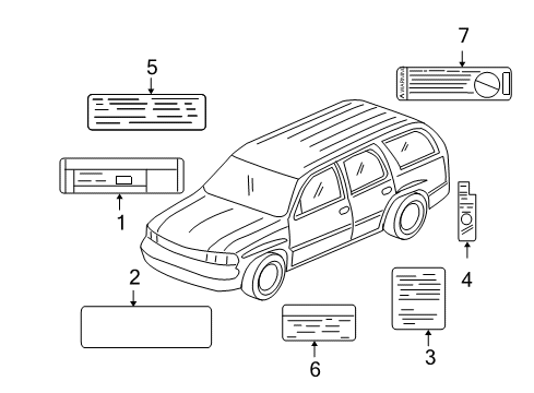 2005 GMC Yukon XL 2500 Information Labels Diagram