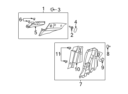 2004 Saturn Ion Insulator,Quarter Rear Trim Panel Diagram for 22729662