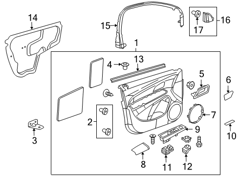 2016 Chevy Cruze Trim Assembly, Front Side Door *Brownstone Diagram for 94780447