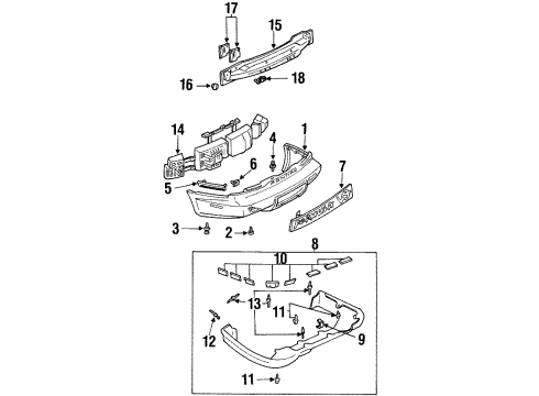 1997 Pontiac Firebird Bar Assembly, Rear Bumper Imp Diagram for 10294219