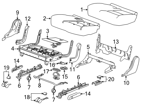 2019 GMC Acadia Bracket, Rear Seat Cushion Diagram for 13511197