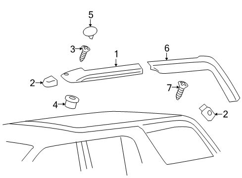 2005 GMC Envoy XUV Exterior Trim - Roof Diagram