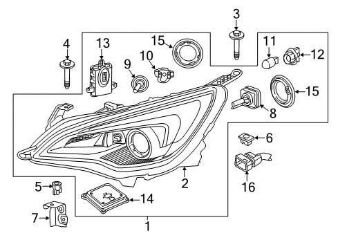 2017 Buick Cascada Headlamp Assembly Diagram for 39059579