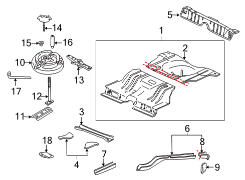 2001 Chevy Monte Carlo Rear Body - Floor & Rails Diagram