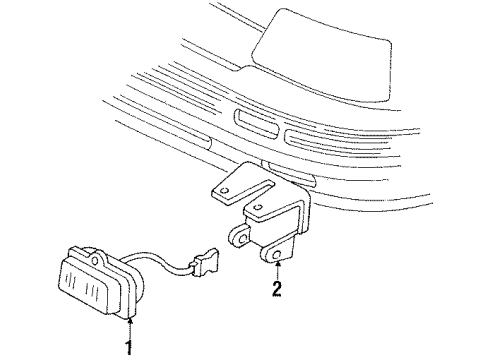 1990 Pontiac LeMans Lamp Assembly,W/Mounting Bracket, Fog (Rh) (N00&T96) Diagram for 16504990