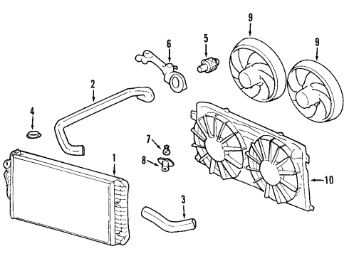 2004 Cadillac Seville Fan Kit,Engine Electric Coolant Diagram for 12463002