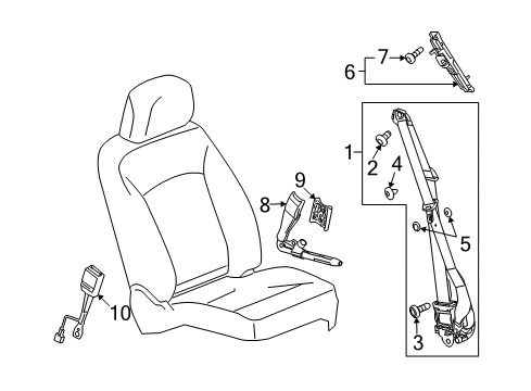 2011 Buick LaCrosse Rear Seat Belt Kit Center (Retractor Side) *Light Titani*Titanium Diagram for 19208846