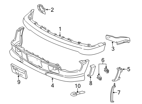 2004 Chevy Blazer Bracket, Front End Fascia Center Support Diagram for 15037586