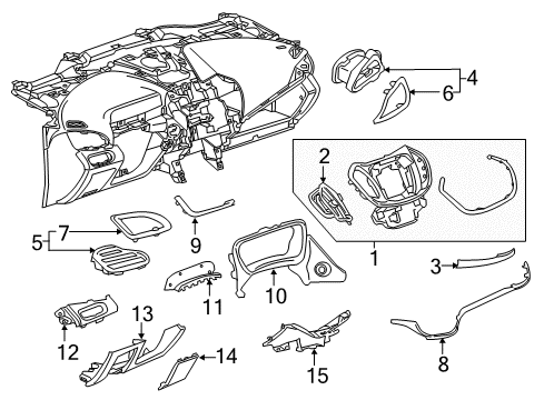 2019 Chevy Volt Bolster Assembly, I/P Knee *Dark Grey Diagram for 84374225