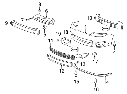 2006 Chevy Malibu Front Primered Bumper Cover Diagram for 15266276