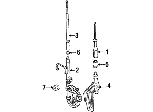 1993 Pontiac Grand Am Bracket Assembly, Radio Antenna Diagram for 16140494