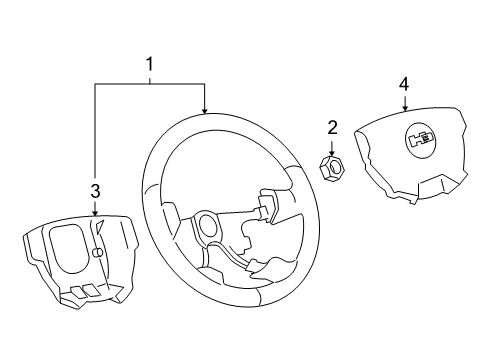 2009 Hummer H3T Steering Column Assembly, Housing & Components, Steering Gear & Linkage, Steering Wheel & Trim Diagram