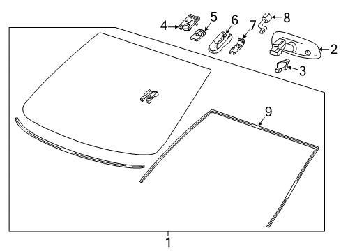 2020 Buick Envision Windshield Glass, Reveal Moldings Diagram 1 - Thumbnail