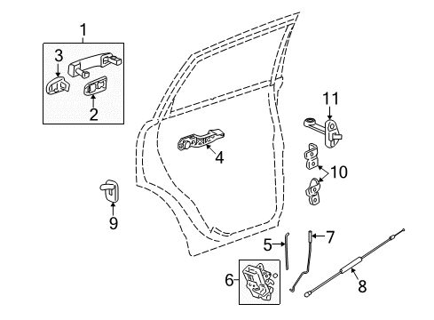 2009 Saturn Vue Rear Door - Lock & Hardware Diagram