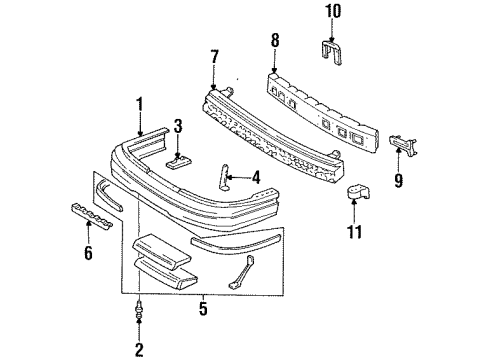 1994 Chevy Lumina Brace, Front Bumper Fascia Diagram for 10053242