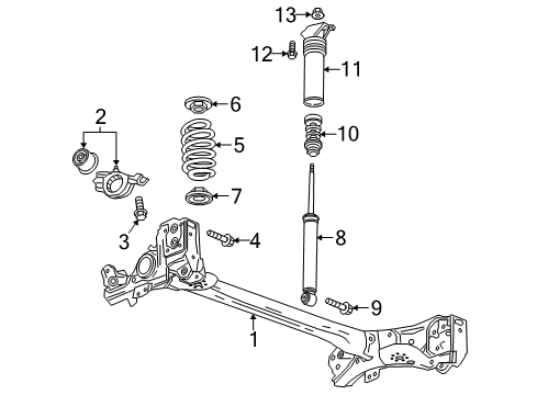 2016 Chevy Volt Rear Shock Absorber Assembly (W/ Upper Mount) Diagram for 23343374