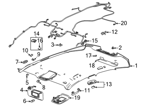 2020 Cadillac CT4 Interior Trim - Roof Diagram