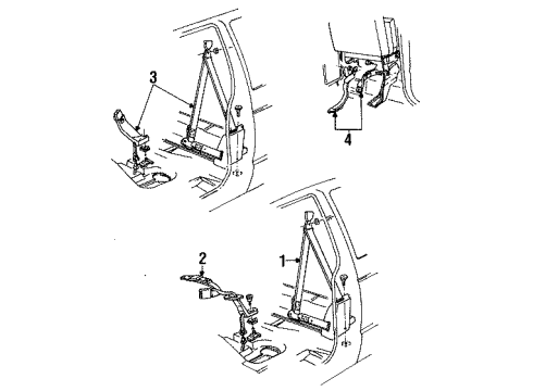 1991 Chevy S10 Belt Unit, Front Seat Center/Dark Blue Diagram for 15616006