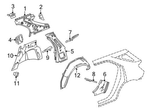 2010 GMC Terrain Inner Structure - Quarter Panel Diagram