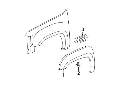 2007 Chevy Avalanche Exterior Trim - Fender Diagram