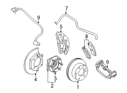 2005 GMC Sierra 3500 Front Brakes Diagram 1 - Thumbnail