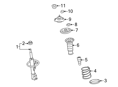 2009 Pontiac Vibe Struts & Components - Front Diagram 2 - Thumbnail