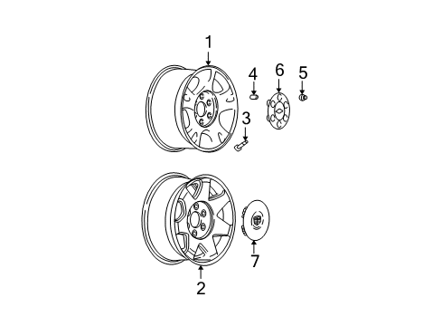 2003 Chevy Avalanche 1500 Wheels & Trim Diagram