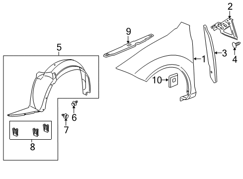 2007 Pontiac G5 Fender & Components, Exterior Trim, Body Diagram