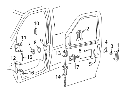 1999 Chevy Express 1500 Front Door - Lock & Hardware Diagram